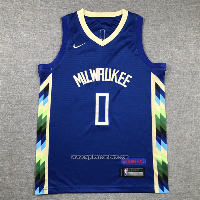 Camiseta Nino Milwaukee Bucks Damian Lillard #0 Ciudad 2022-23 Azul